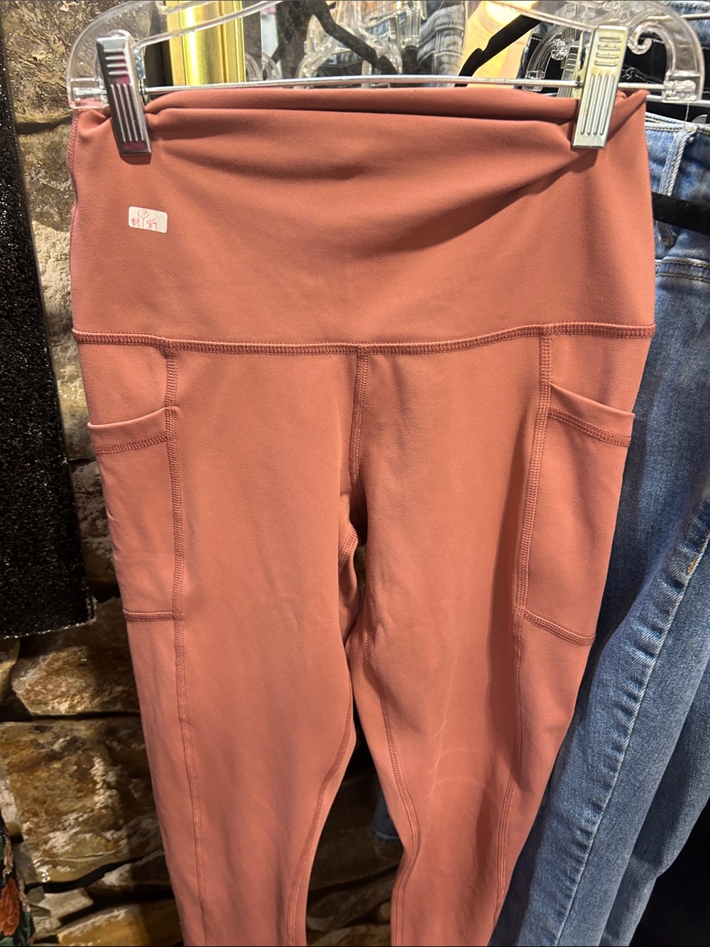 90 Degree By Reflex Rust Pink High-Waist Leggings with Side Pockets